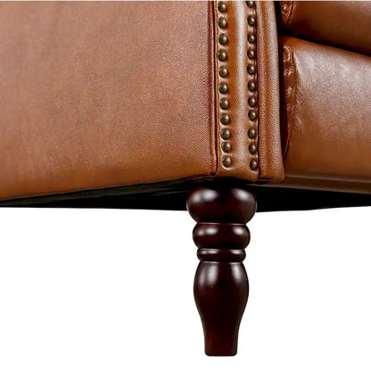 COZYMAN Mid-century Genuine Leather Recliner Push Back Adjustable Recliner Chairs with Comfortable Arms Set of 2