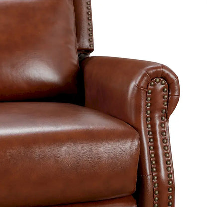 COZYMAN Mid-century Genuine Leather Recliner Push Back Adjustable Recliner Chairs with Comfortable Arms Set of 2