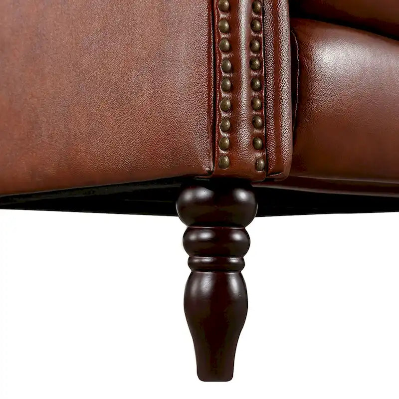 COZYMAN Mid-century Genuine Leather Recliner Push Back Adjustable Recliner Chairs with Comfortable Arms Set of 2