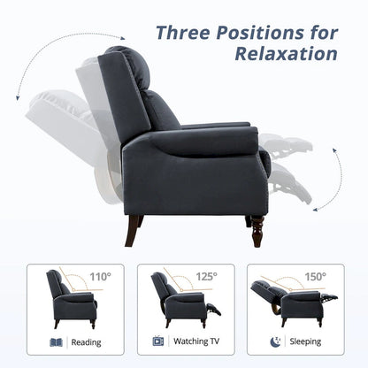 COZYMAN Mid-century Genuine Leather Recliner Push Back Adjustable Recliner Chairs with Comfortable Arms Set of 2