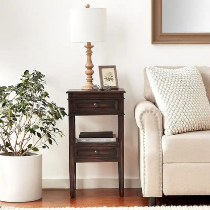 Modern Designs Middle Shelf Wooden Side Table with Two Drawers