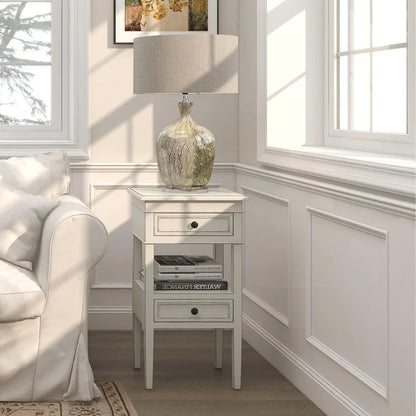 Modern Designs Middle Shelf Wooden Side Table with Two Drawers