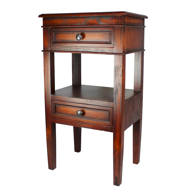 Modern Designs Middle Shelf Wooden Side Table with Two Drawers