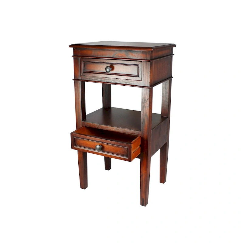 Modern Designs Middle Shelf Wooden Side Table with Two Drawers