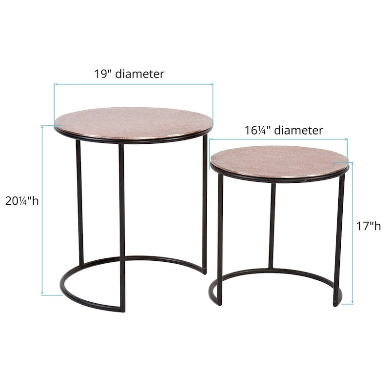 Allan Andrews Round Copper Metal Nesting Accent Table Set