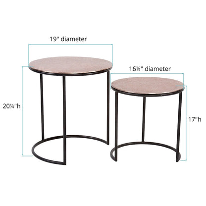 Allan Andrews Round Copper Metal Nesting Accent Table Set