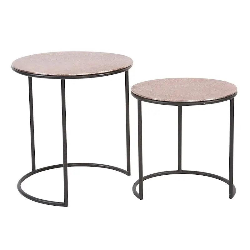 Allan Andrews Round Copper Metal Nesting Accent Table Set