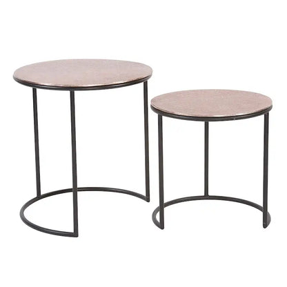 Allan Andrews Round Copper Metal Nesting Accent Table Set