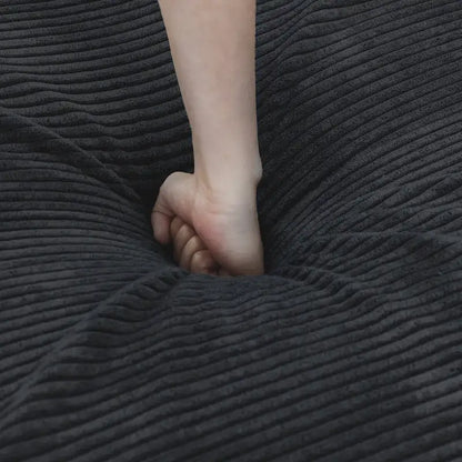 Comfy Corduroy Upholstered Deep Seat Sofa & Couch With Wood Legs and 4 Pillows