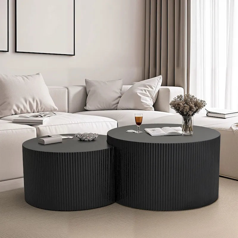 Vertical Stripe Design Nesting Coffee Table Set