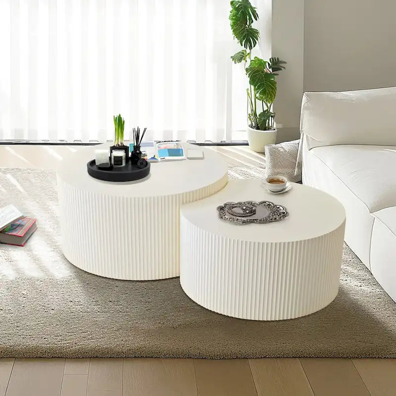 Vertical Stripe Design Nesting Coffee Table Set