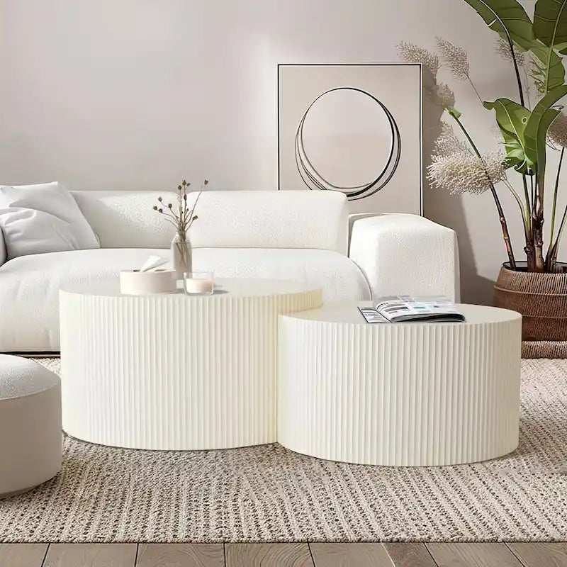Vertical Stripe Design Nesting Coffee Table Set
