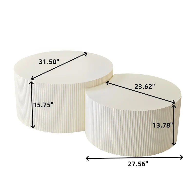Vertical Stripe Design Nesting Coffee Table Set