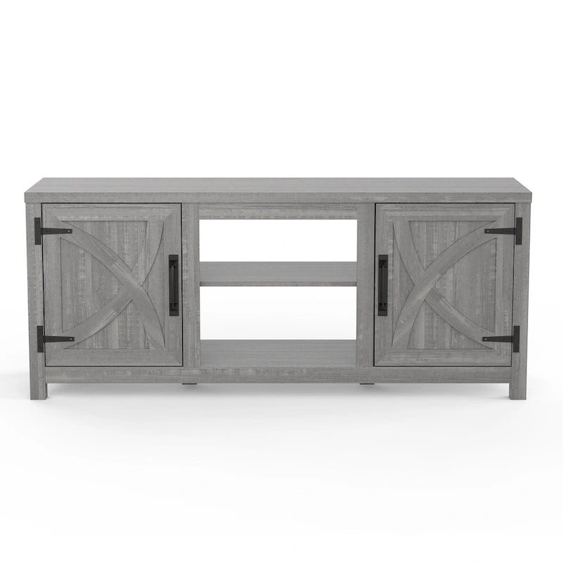 58 Farmhouse Barn Door Entryway Storage Console Table TV Stand - 58 inches in width