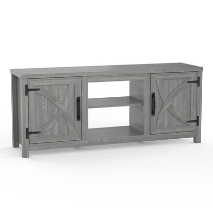 58 Farmhouse Barn Door Entryway Storage Console Table TV Stand - 58 inches in width
