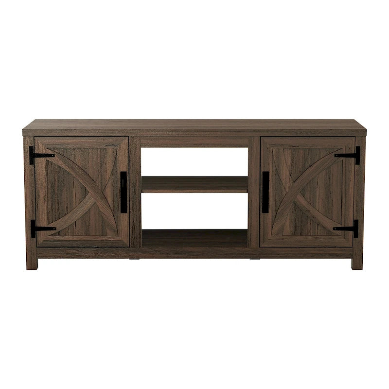 58 Farmhouse Barn Door Entryway Storage Console Table TV Stand - 58 inches in width