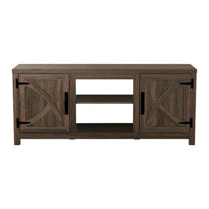 58 Farmhouse Barn Door Entryway Storage Console Table TV Stand - 58 inches in width