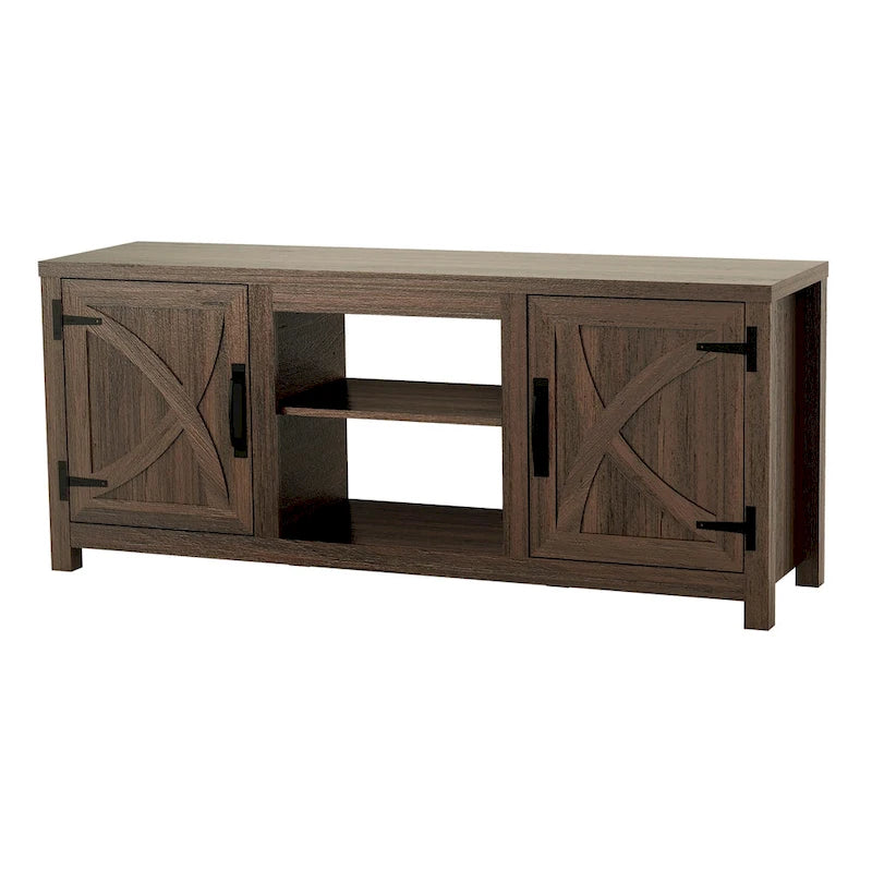58 Farmhouse Barn Door Entryway Storage Console Table TV Stand - 58 inches in width