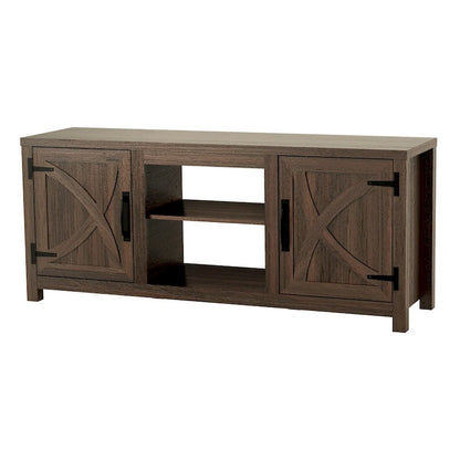 58 Farmhouse Barn Door Entryway Storage Console Table TV Stand - 58 inches in width
