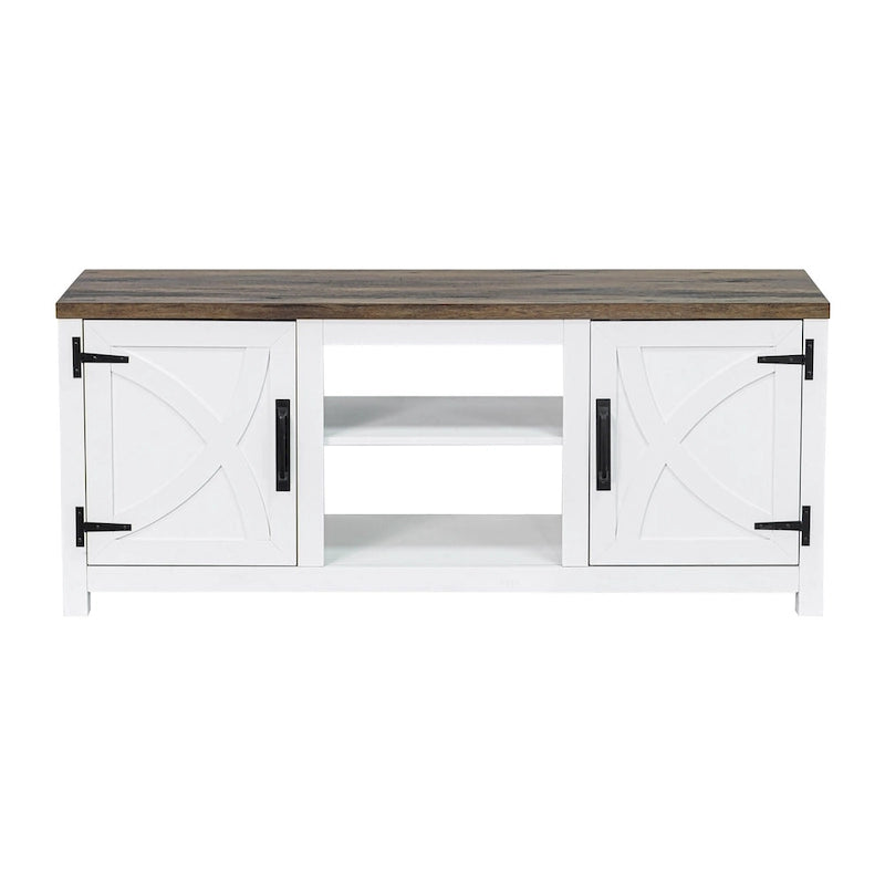 58 Farmhouse Barn Door Entryway Storage Console Table TV Stand - 58 inches in width