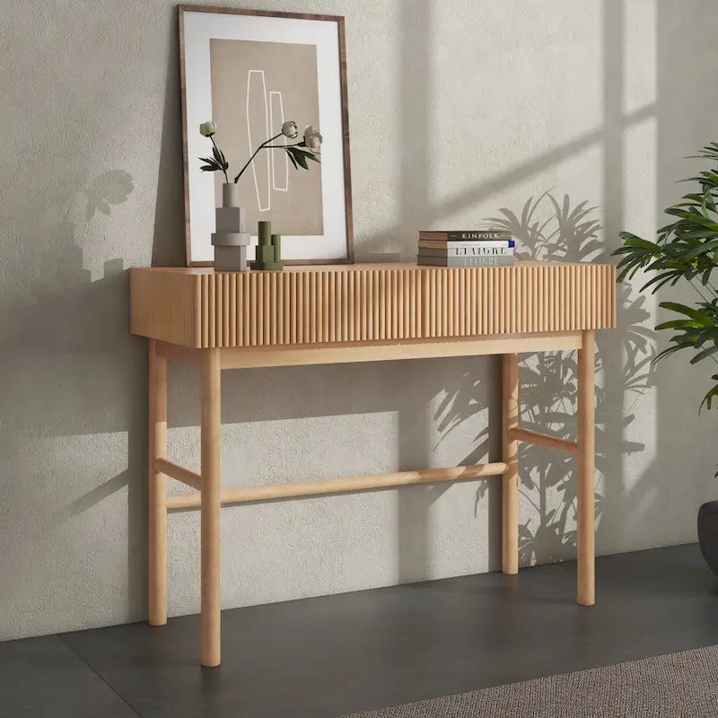 Solid Wood Console Table with 2-Drawer