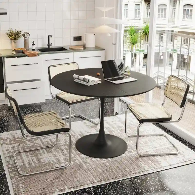 Modern Round Dining Table With Four Patchwork Tabletops