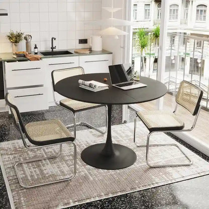 Modern Round Dining Table With Four Patchwork Tabletops