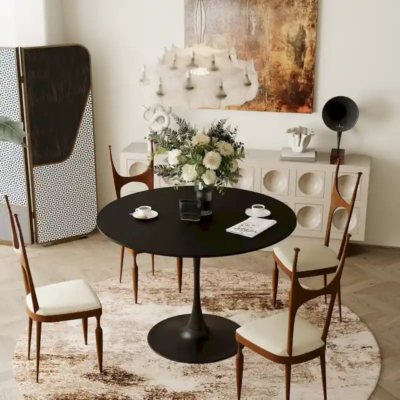 Modern Round Dining Table With Four Patchwork Tabletops