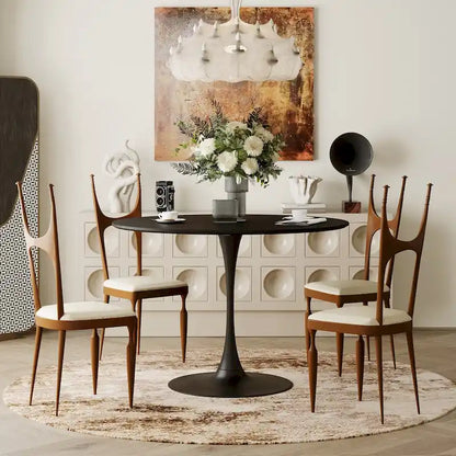 Modern Round Dining Table With Four Patchwork Tabletops