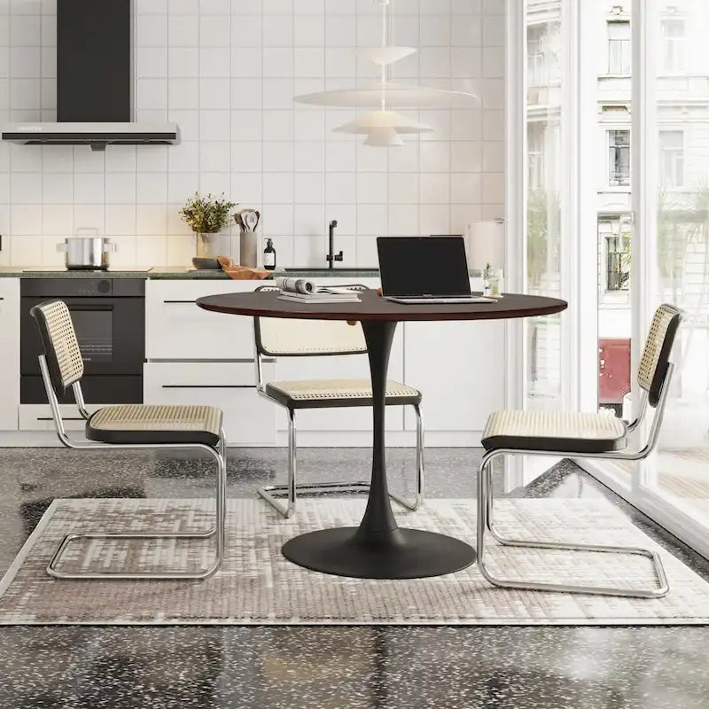 Modern Round Dining Table With Four Patchwork Tabletops