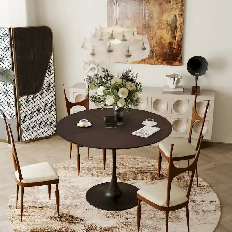 Modern Round Dining Table With Four Patchwork Tabletops