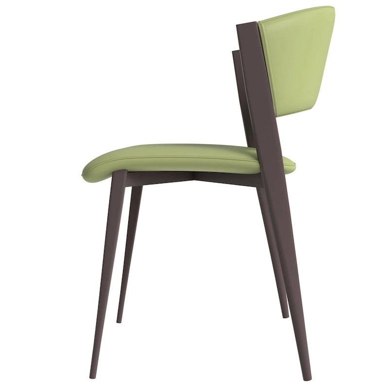 Aspen Dining Chair with Leather Seat in Black Metal by LeisureMod