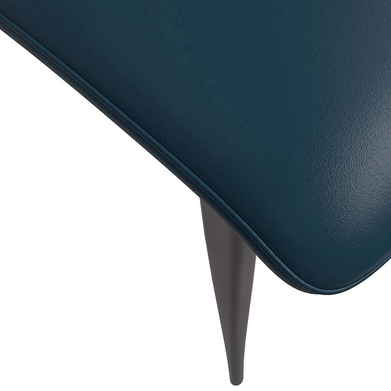 Aspen Dining Chair with Leather Seat in Black Metal by LeisureMod