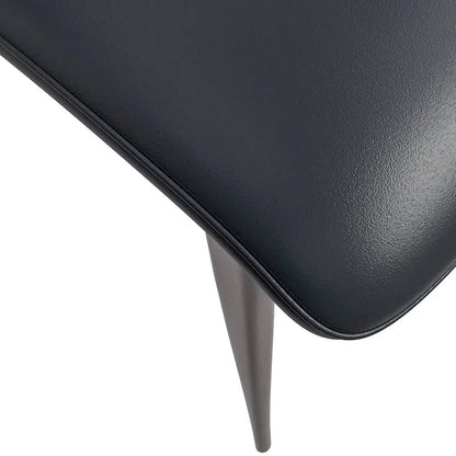 Aspen Dining Chair with Leather Seat in Black Metal by LeisureMod