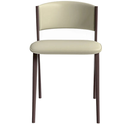 Aspen Dining Chair with Leather Seat in Black Metal by LeisureMod