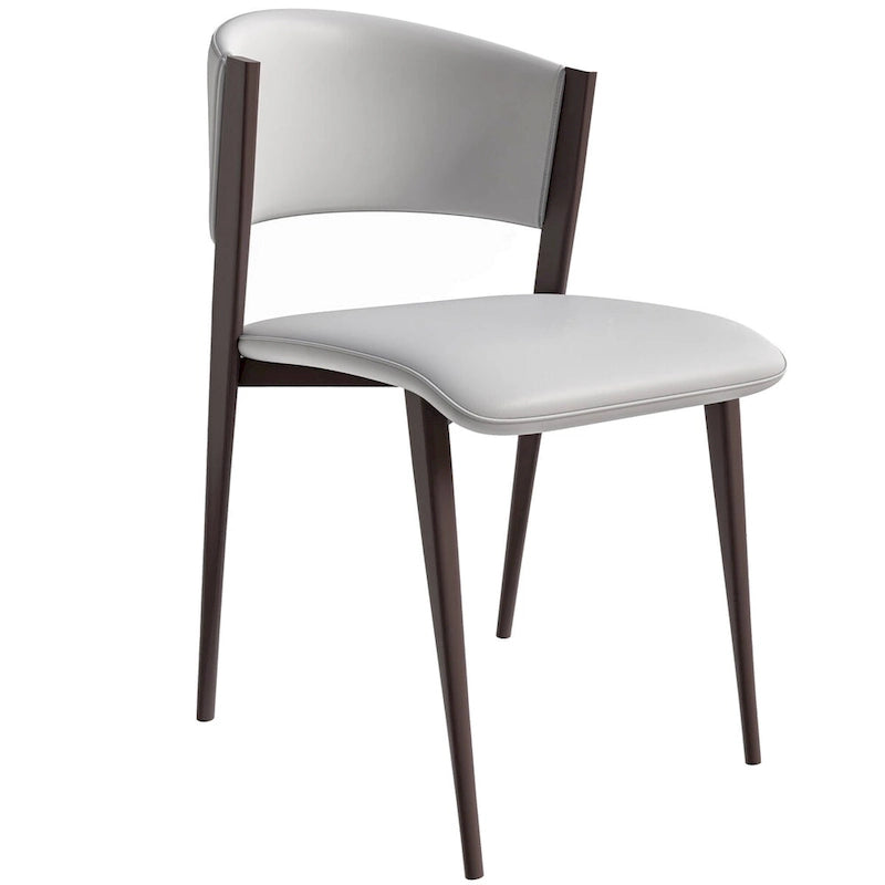 Aspen Dining Chair with Leather Seat in Black Metal by LeisureMod
