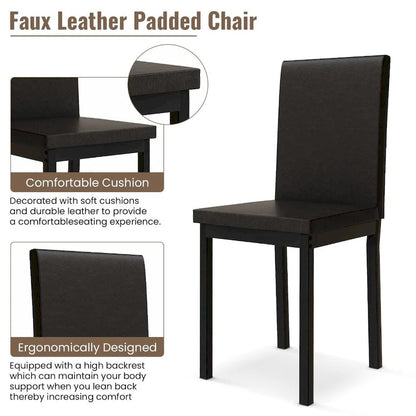 Mieres 5-Piece Dining Table Set with Faux Marble Top and 4 PU Leather Upholstery Chairs for Kitchen Dining Room