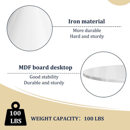 Clihome Round High Gloss Large Countertop Dining Table