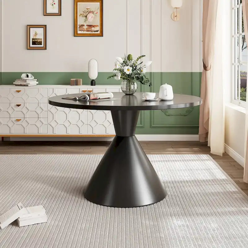 Clihome Round High Gloss Large Countertop Dining Table