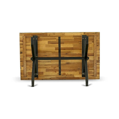 East West Furniture dining set - a dinner table & Stackable kitchen chairs - Wire-brushed Black (Pieces & Seat Options)