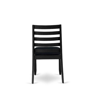 East West Furniture dining set - a dinner table & Stackable kitchen chairs - Wire-brushed Black (Pieces & Seat Options)
