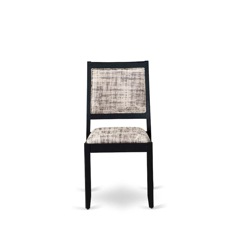 East West Furniture dining set - a dinner table & Stackable kitchen chairs - Wire-brushed Black (Pieces & Seat Options)