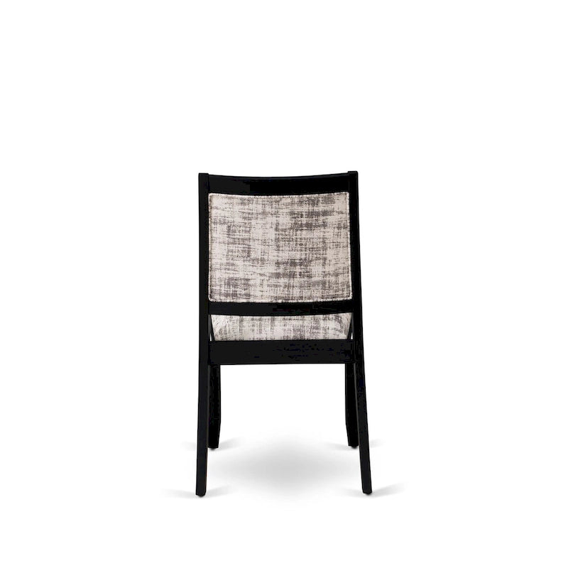 East West Furniture dining set - a dinner table & Stackable kitchen chairs - Wire-brushed Black (Pieces & Seat Options)