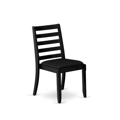 East West Furniture dining set - a dinner table & Stackable kitchen chairs - Wire-brushed Black (Pieces & Seat Options)