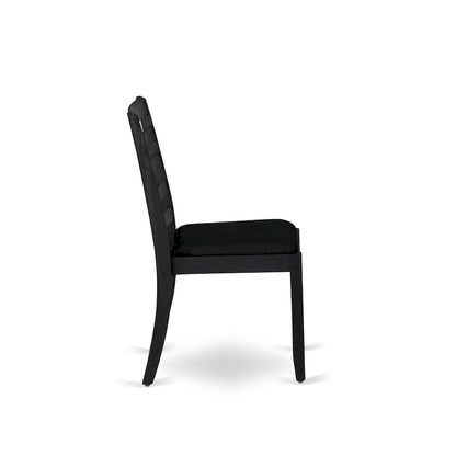 East West Furniture dining set - a dinner table & Stackable kitchen chairs - Wire-brushed Black (Pieces & Seat Options)