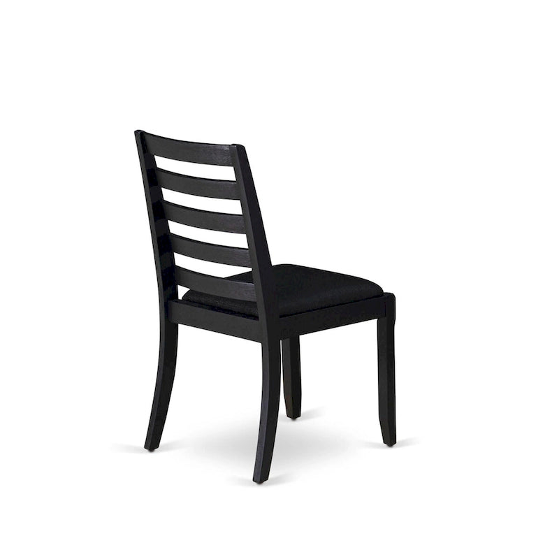 East West Furniture dining set - a dinner table & Stackable kitchen chairs - Wire-brushed Black (Pieces & Seat Options)