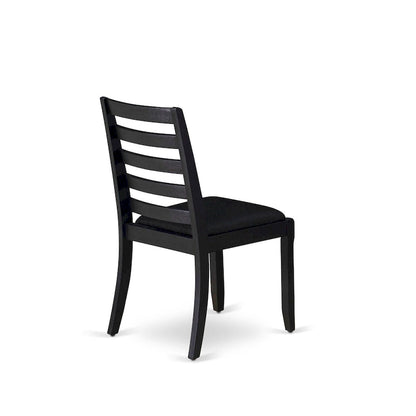 East West Furniture dining set - a dinner table & Stackable kitchen chairs - Wire-brushed Black (Pieces & Seat Options)