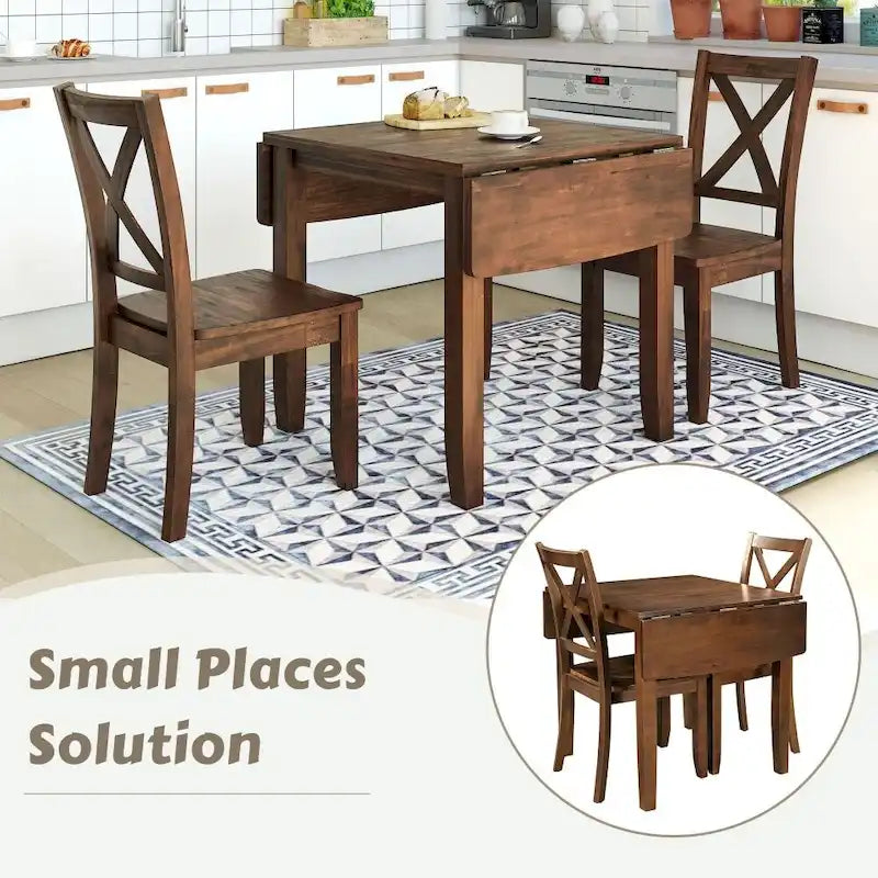 3-Piece Dining Table Set with 2 Chairs for Small Places