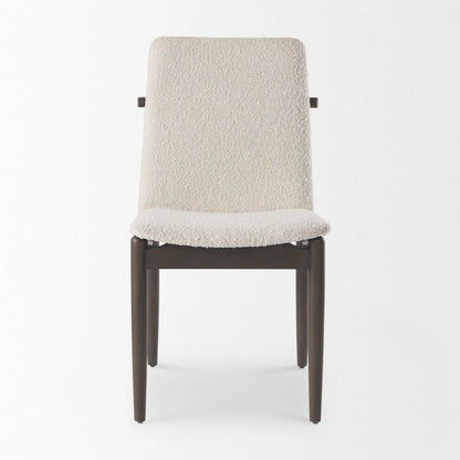 Cavett Cream Boucle Upholstered Seat W/Dark Brown Wood Frame Dining Chair