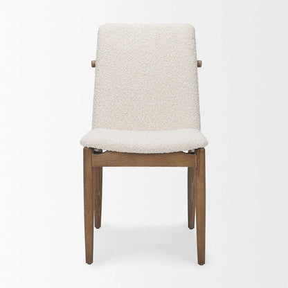 Cavett Cream Boucle Upholstered Seat W/Dark Brown Wood Frame Dining Chair